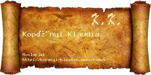 Kopányi Klaudia névjegykártya
