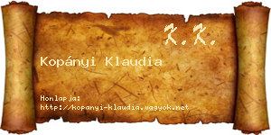 Kopányi Klaudia névjegykártya